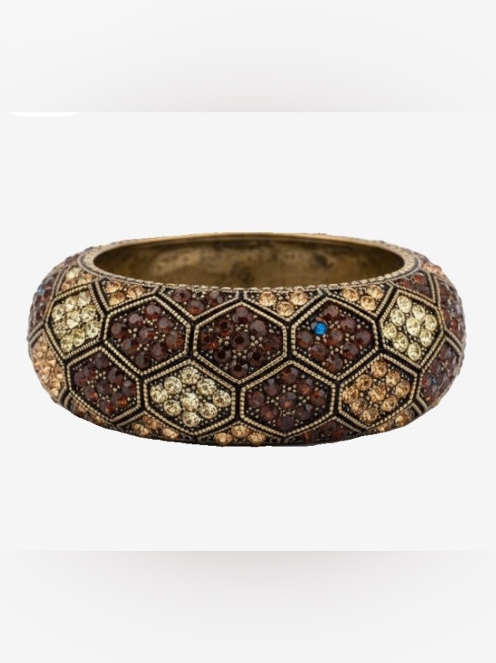 🛍️Cuff bracelet with a honeycomb pattern and amber-colored rhinestones